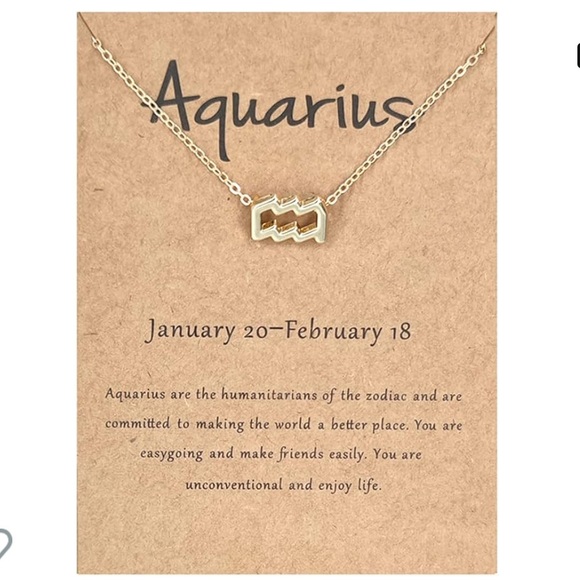 Aquarius ♒️ Constellation Gold Pendant Necklace Zodiac Aquarius - Picture 6 of 7